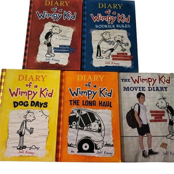 Diary of a Wimpy Kid Series Hardcover Lot By Jeff Kinney - 1,2,4,9 Movie Diary - Picture 1 of 5